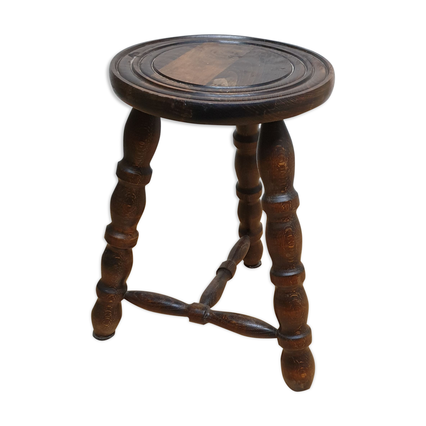Tabouret tripode en bois vintage