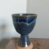 Chalice, cup in blue-glazed stoneware