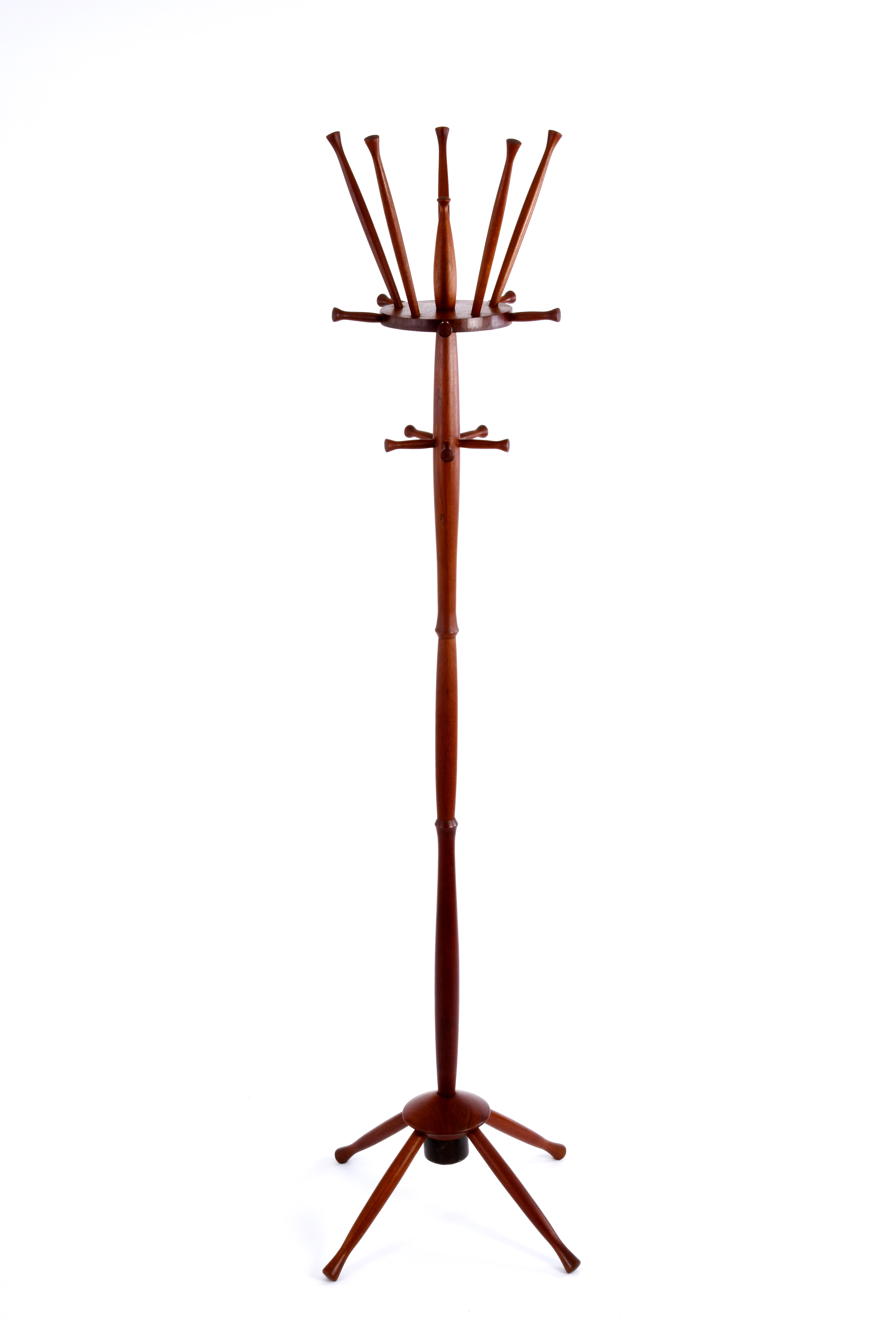 Teak coat rack