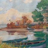 Gouache Painting Jacques Louis ODIER (1853-1930) l'Aiguade Porquerolles 1929