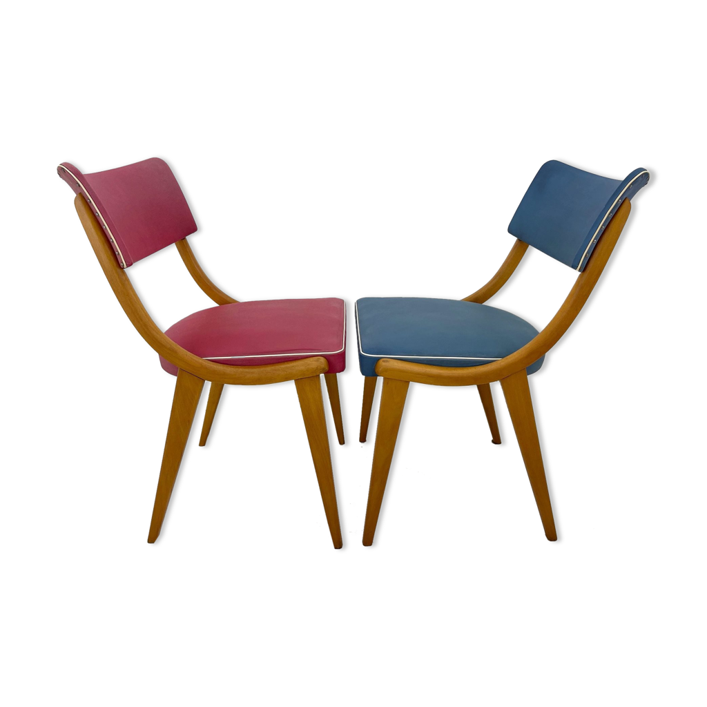 Set of 2 Colourful Vintage Chairs, Germany, 1960's Selency