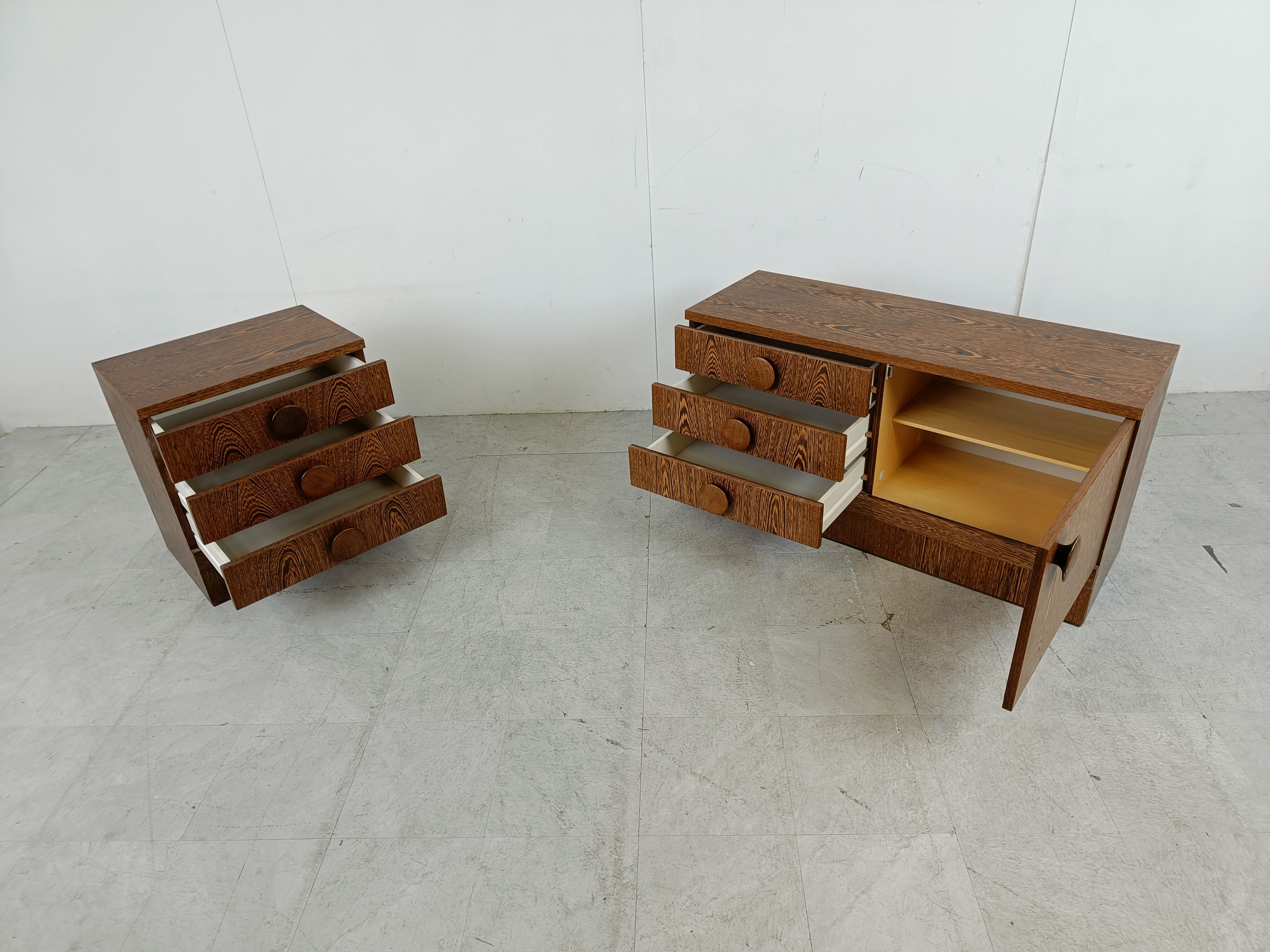 Set of brutalist cabinets, 1970s