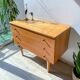 Vintage Scandinavian commode from the 1950s – Wooden furniture with 3 drawers, Nordic furniture, retro storage.