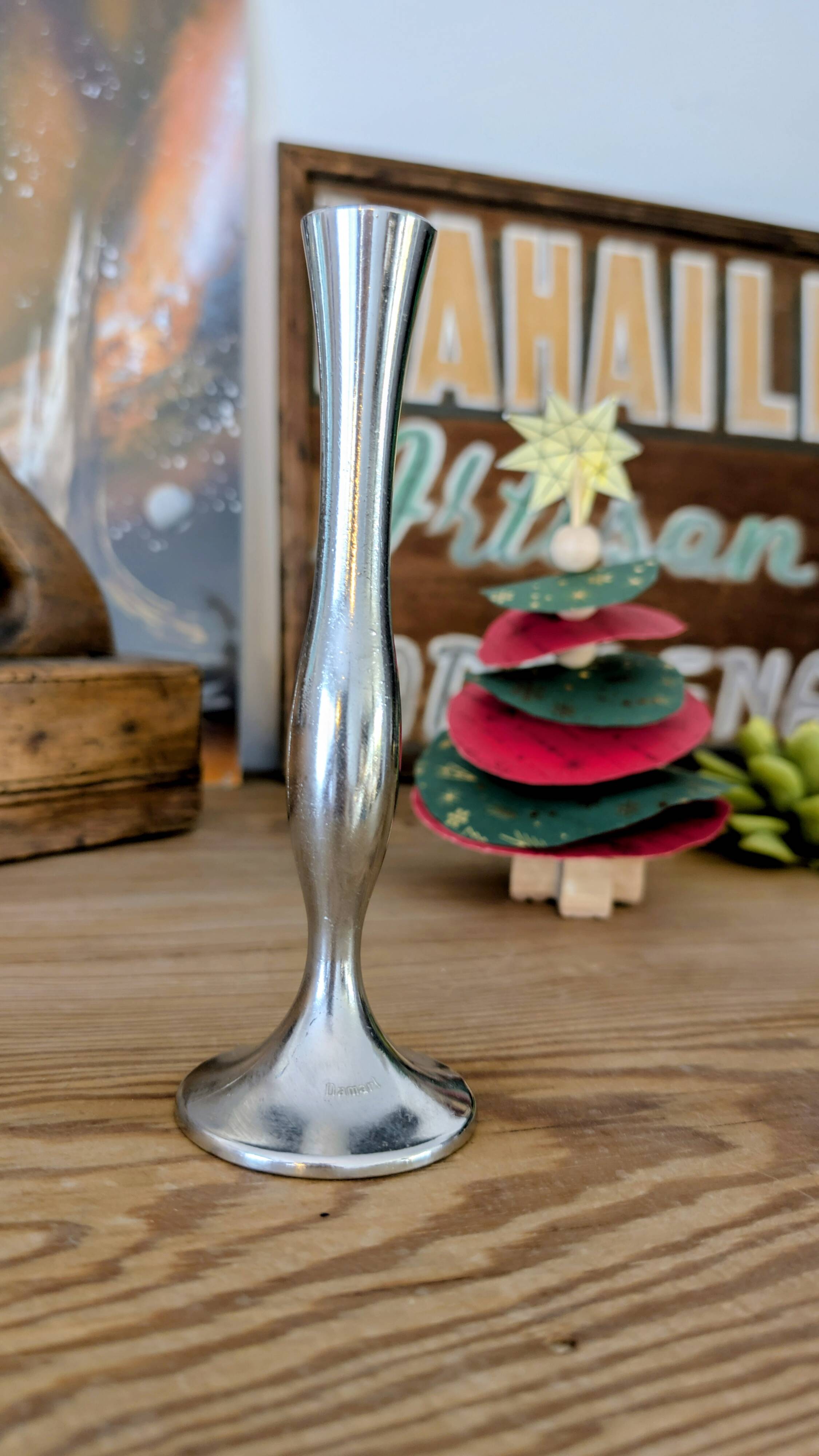 Polished metal vintage Damart soliflore – 20th-century modernist design