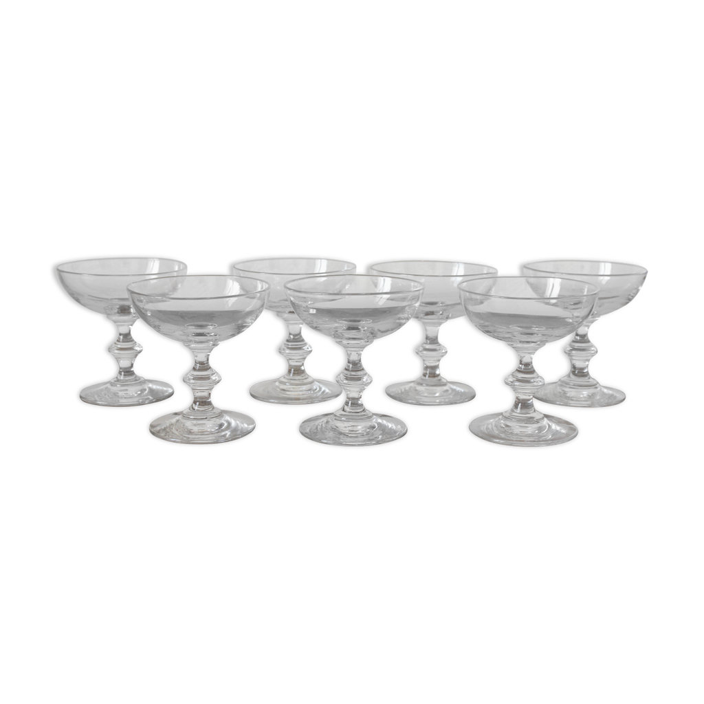 Lot De 6 Coupes à Champagne Anciennes 9cl - Verre Avec Filet Or - Vintage