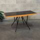 Metal and wood table, black Opaxit top, Czech Republic 1960