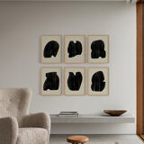 Framed set of 6 abstract giclee prints, A4
