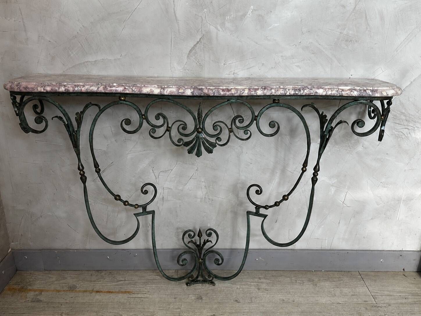 Console en fer forgé et marbre