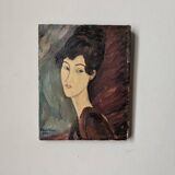 Acrylic on canvas, old vintage portrait painting
