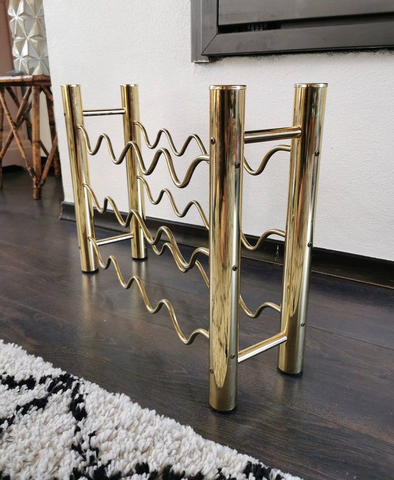 Vintage brass wine rack, 1970