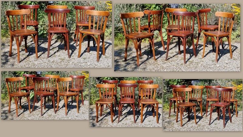 Mix 6 chairs bistro Baumann and Luterma 30/40 years