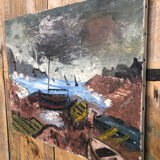 Tableau huile sur toile le tourment 1982 vintage #a216