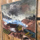 Oil painting on canvas THE TORMENT 1982 Vintage #A216
