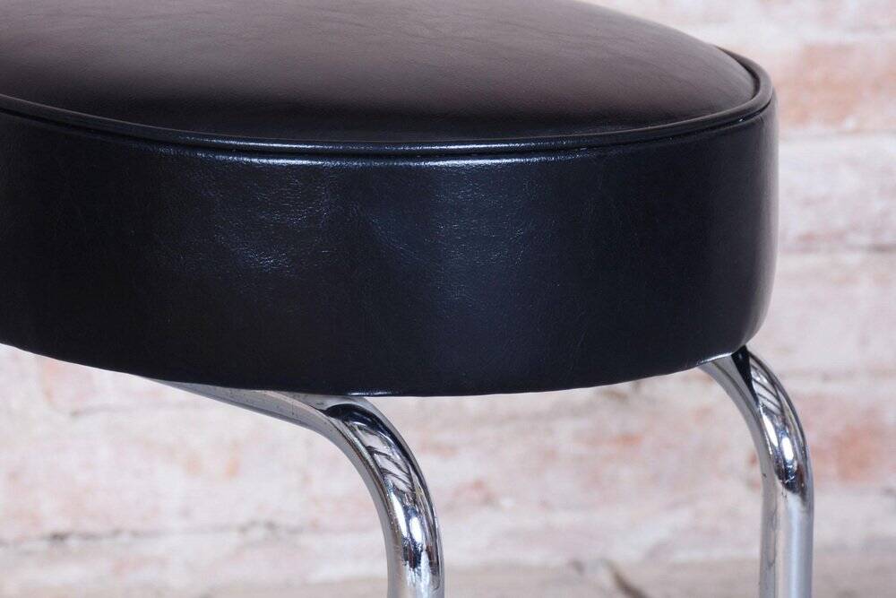 Bauhaus Stool in Chrome-Plated Steel and Leather, 1950s