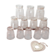 Set of 12 glasses decorations relief white and golden edging - vintage