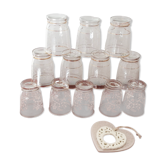 Lot de 12 verres décors relief blancs et liserés dorés - vintage