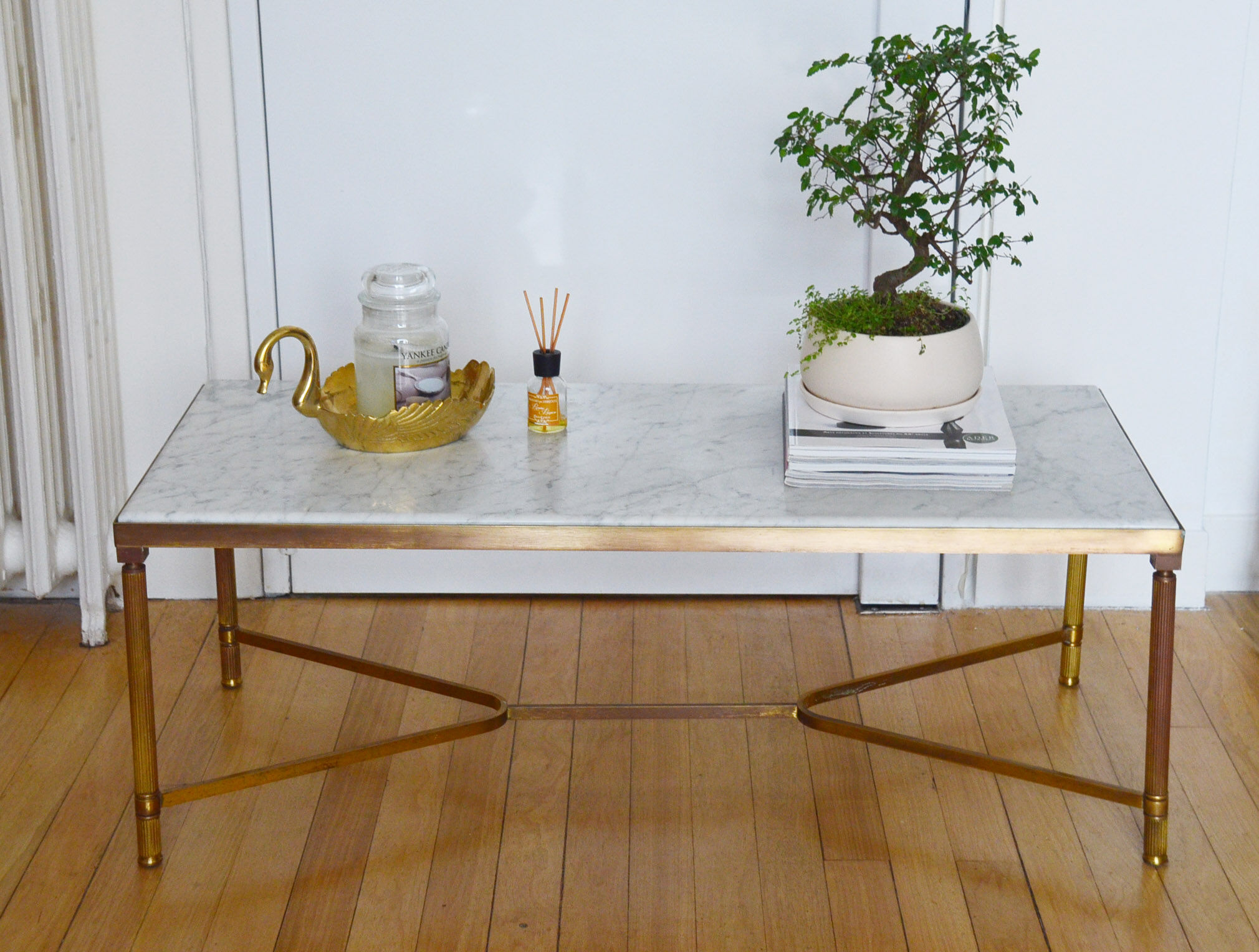 Brass marble coffee table from the 60's in the neoclassical style