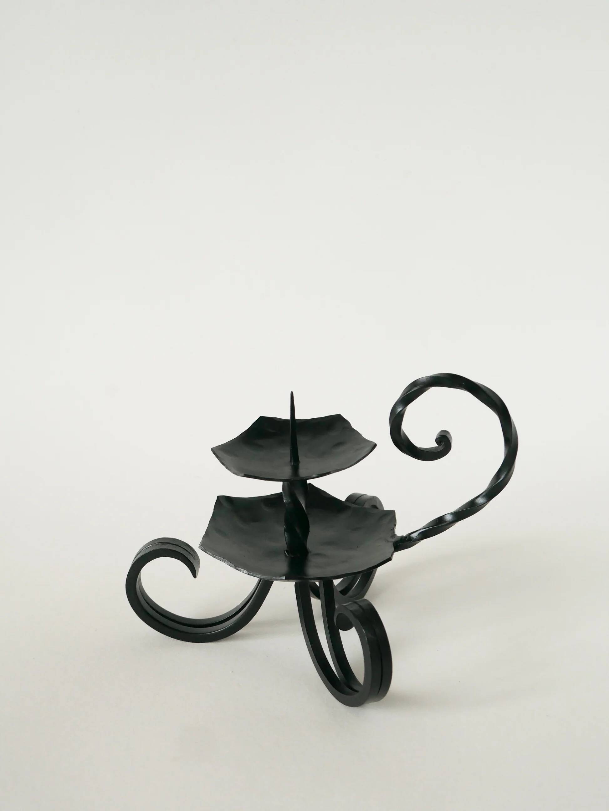 Grand bougeoir en fer forgé, brutaliste, 1940 - 16 x 18 cm