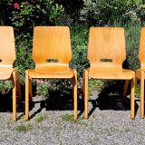 Set of 6 stackable Scandinavian wooden bistro chairs