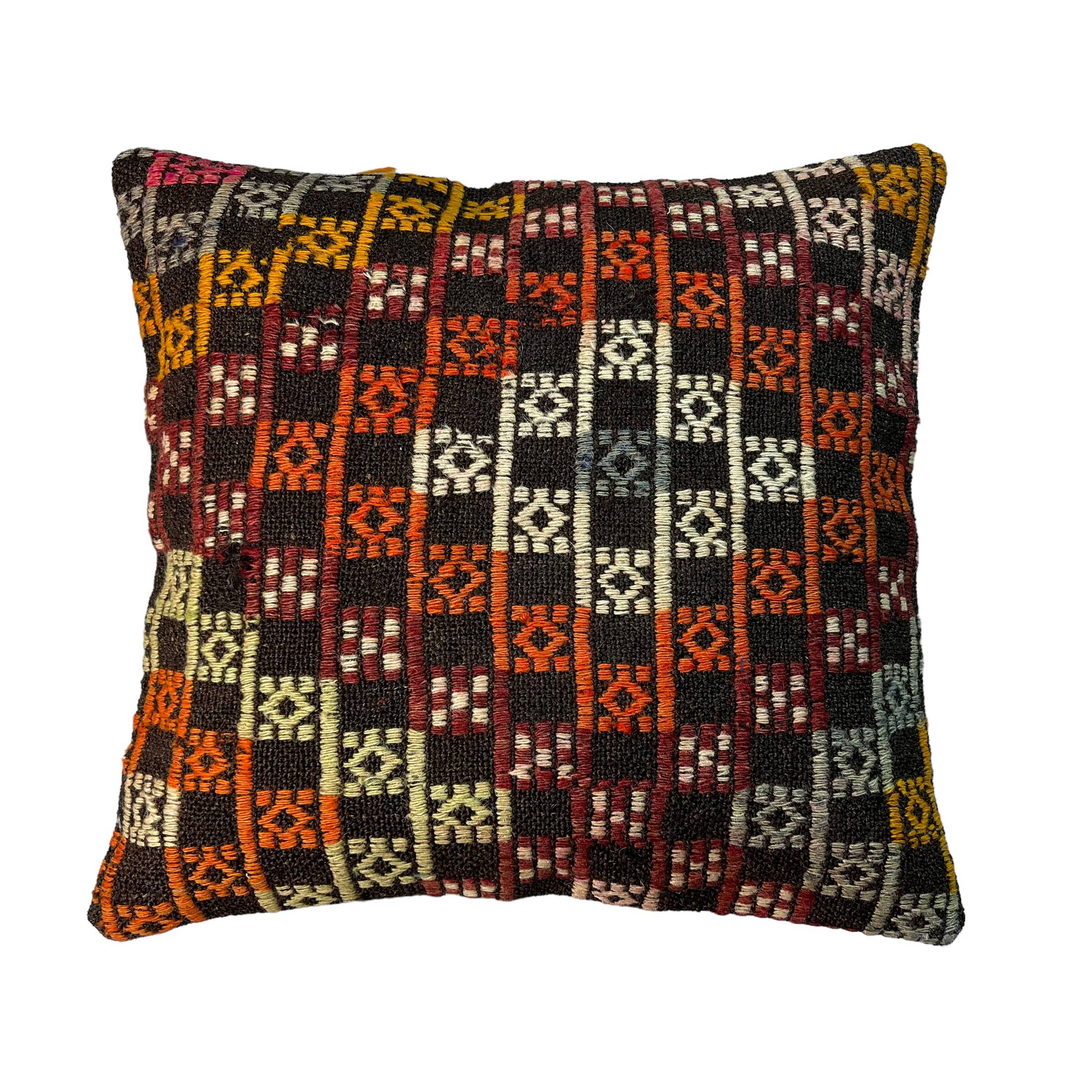 VINTAGE TURKISH KILIM CUSHION COVER , 45 X 45 CM