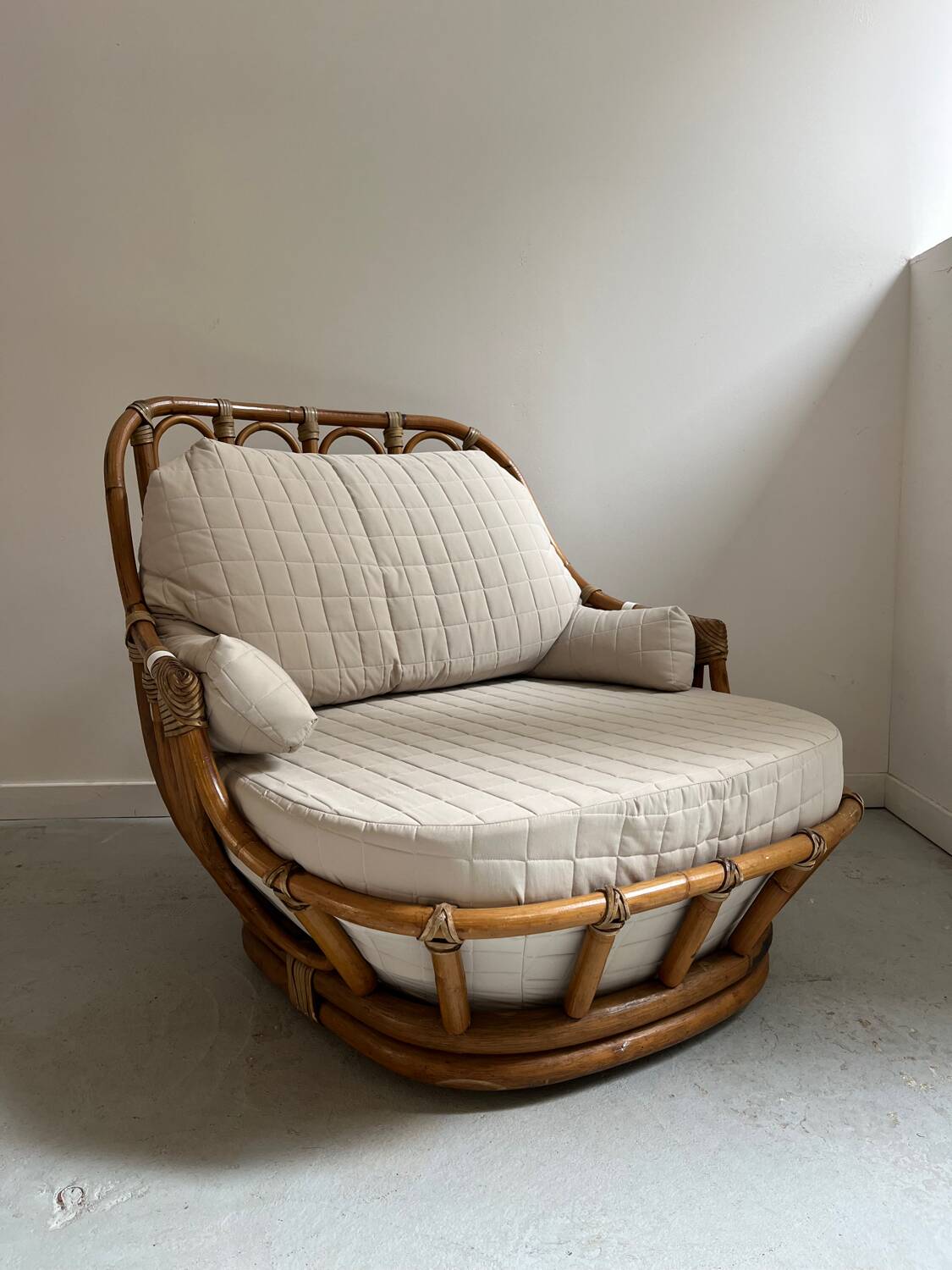 Pair of Roche Bobois rattan armchairs