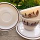 Two vintage opaline glass cups/saucers JAJ Pyrex England.