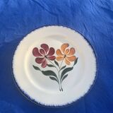 Cake dish E. Charbonnier, Salins, Terre de Fer, countryside model, made in France, flower motif