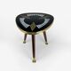 Pedestal table tripod glass wood and brass graphic patterns 50s