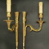 Pair of large Louis XVI style quiver sconces from Lucien GAU - gilded bronze