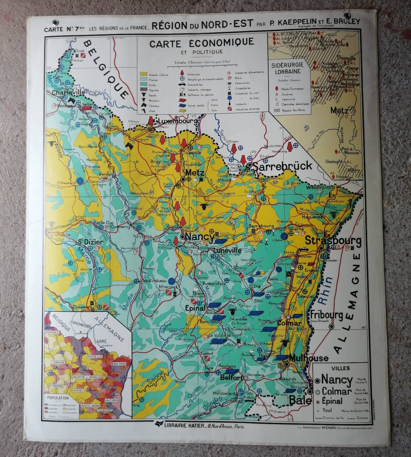 Old school map: France, North-East, Hatier Kaeppelin.