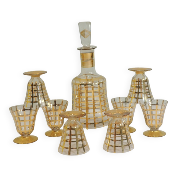 Carafe et verres en cristal de Vannes le Chatel vintage