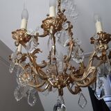 Bronze and crystal chandelier 6 fires