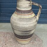 Vase cruche en céramique des années 60 multicolore et sacrifiée