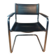 Black leather cantilever chair with chrome steel – Modernist design