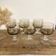 6 small vintage smoked stemmed glasses