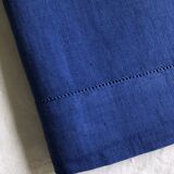 Antique linen and cotton sheet cobalt blue