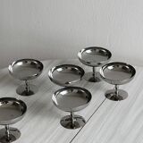 6 matte stainless steel footed bowls