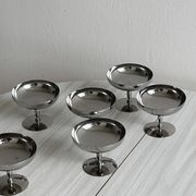 6 matte stainless steel footed bowls