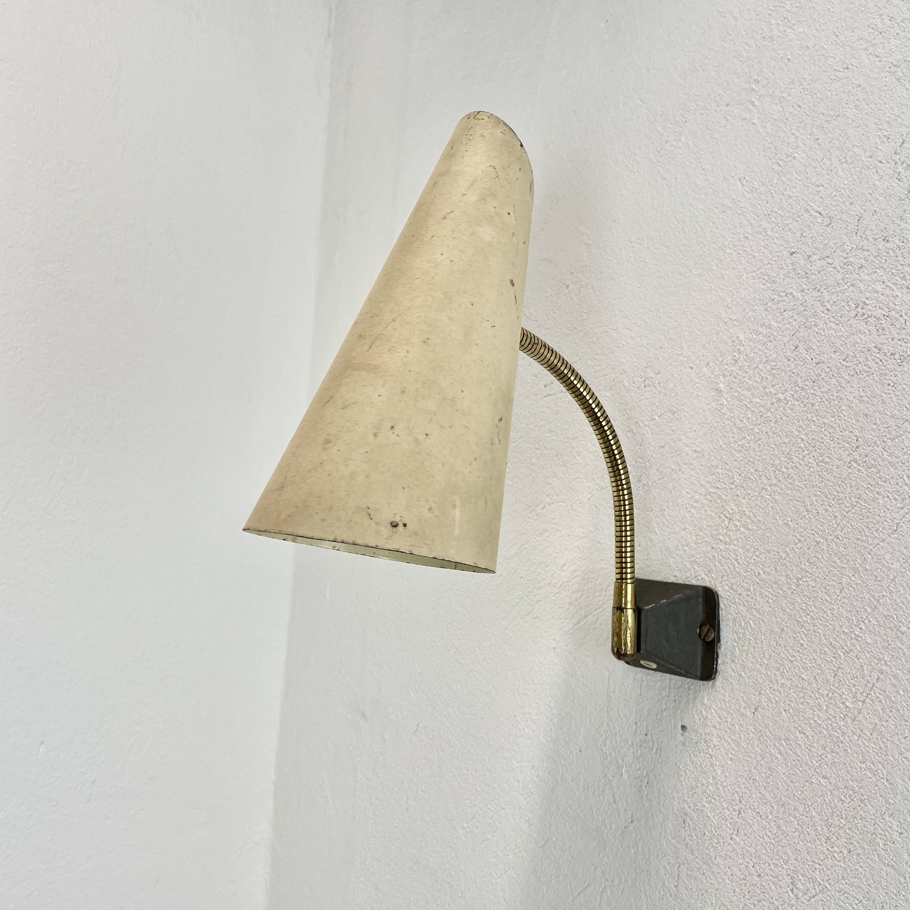 Rare adjustable diabolo brass stilnovo style wall ceiling light, italy 1950
