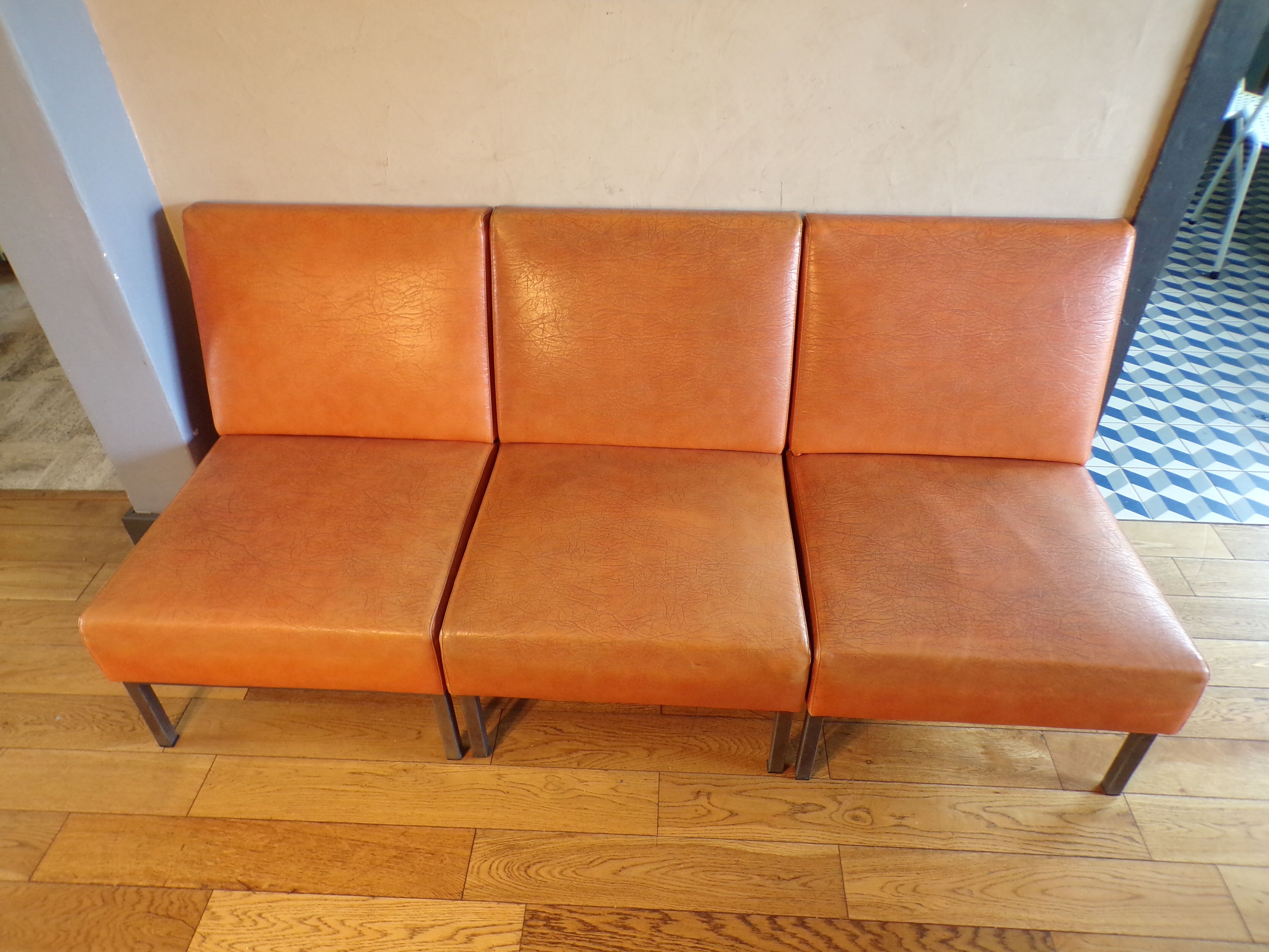 Trio of vintage low chairs