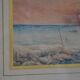Old watercolor painting of seaside landscape signed H. Jeannolle 19th century