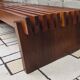 Vintage brutalist bench in solid teak with slats – 1970s