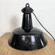 Industrial Black Enamel Factory Lamp with Cast Iron Top, 1950s