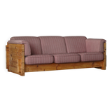 Modern Danish three-seater canapé in pomeranian pine and wool, by Christian IV, 1970s.