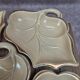 Vintage aperitif service 5 leaf bowls – Poët Laval art ceramics – gilding