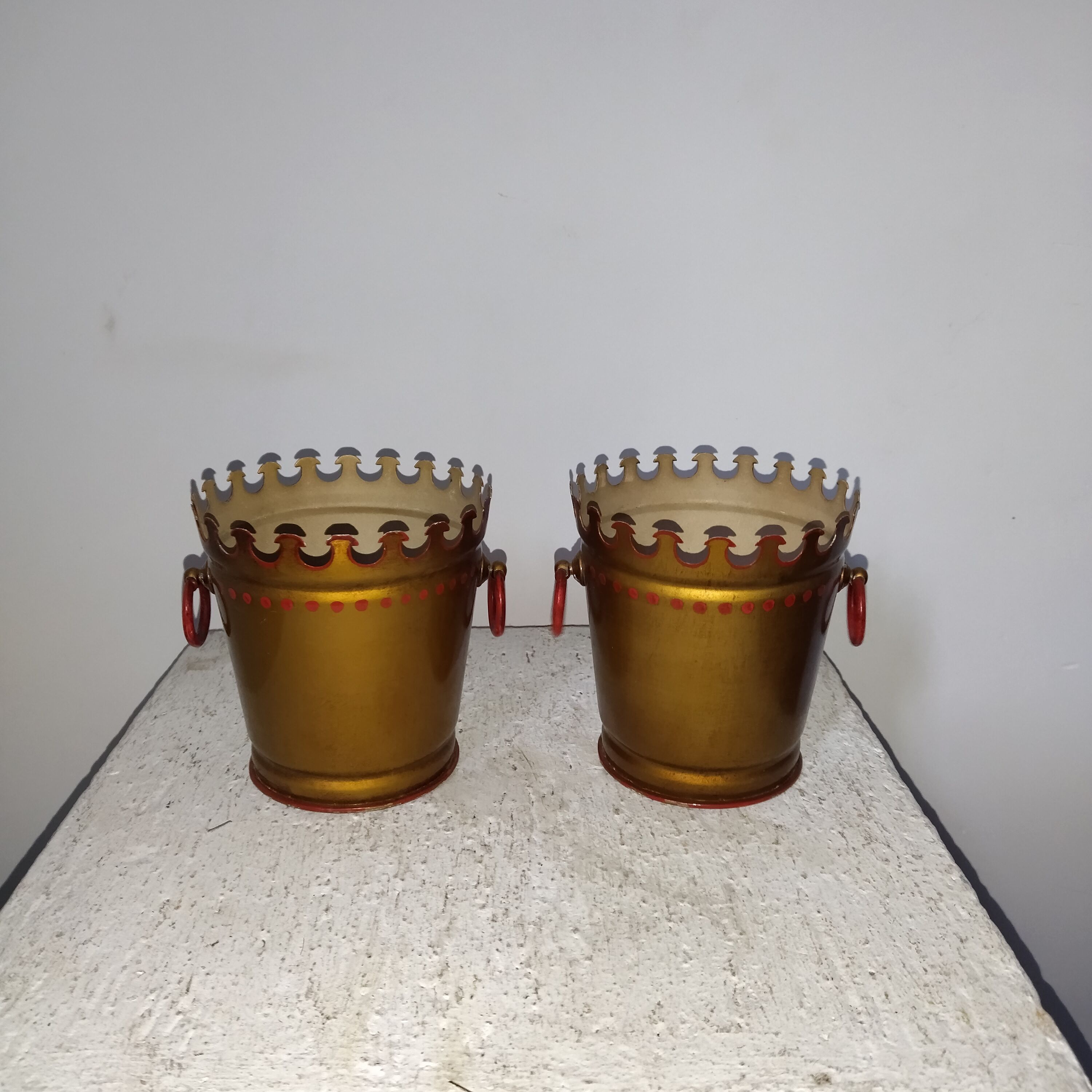 Pair of Lancel Paris metal pot covers