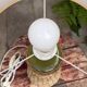 Large vintage sculptural lamp from the 60s/70s – olive green ceramic & very fine fibres.