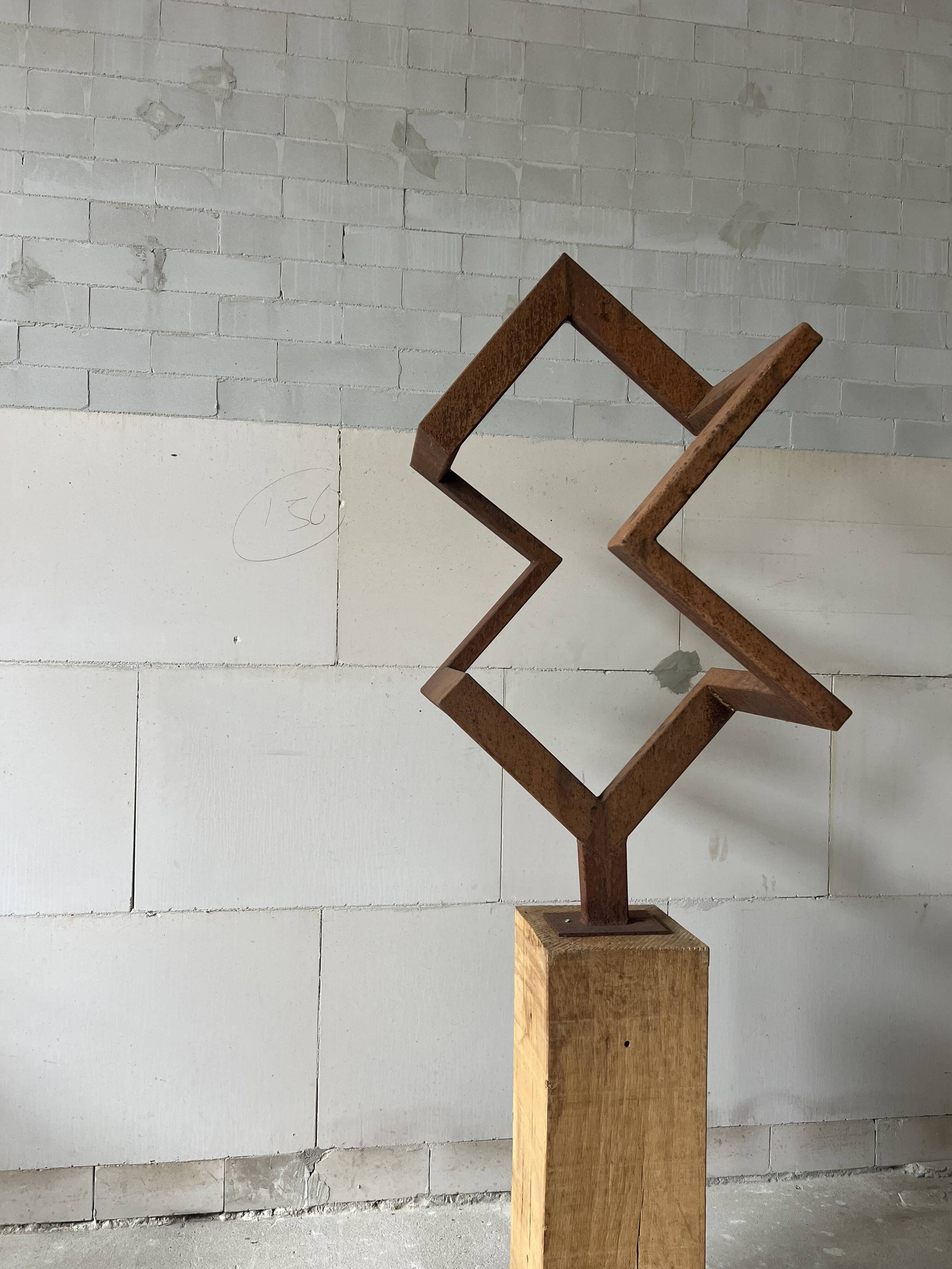 Sculpture “Balance”. a 1970s geometric abstraction in steel