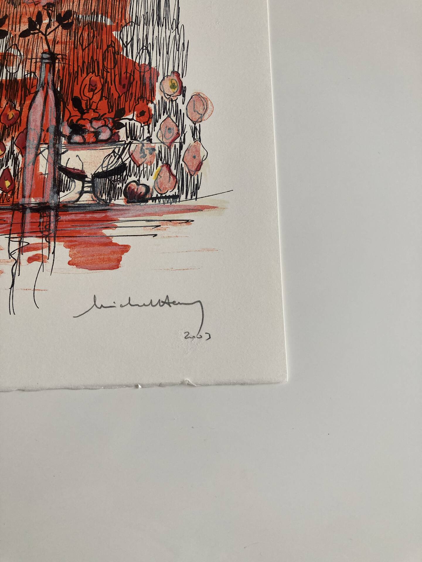 Numbered lithograph (10/20) and signed by Michel Henry - The Bottles