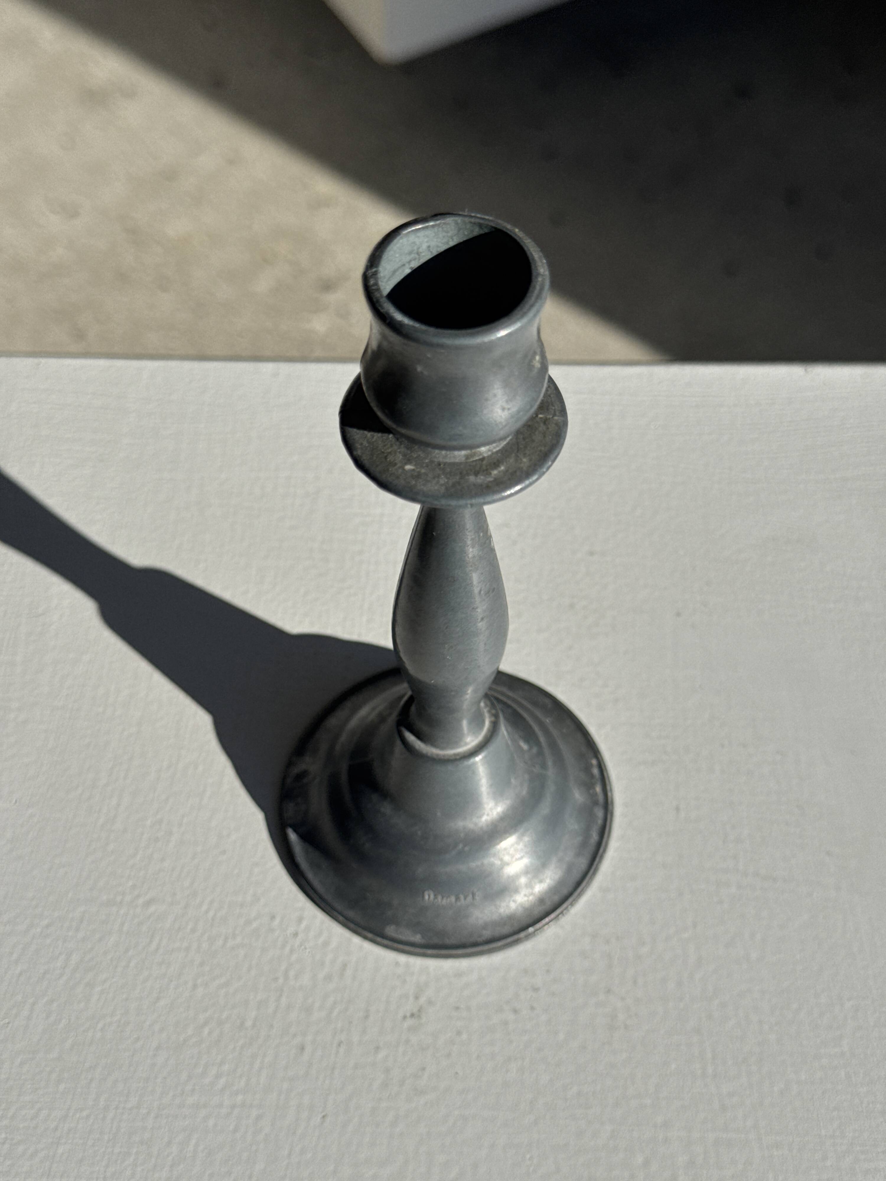 Pair of small fine candlesticks in tin H15.5